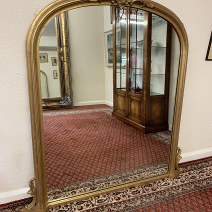 Fabulous Carved Gilt Arched Top Overmantle Mirror