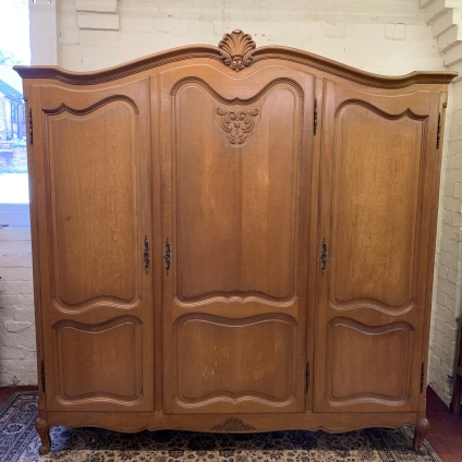 Fantastic Quality French Carved Oak Three Door Armoire/wardrobe
