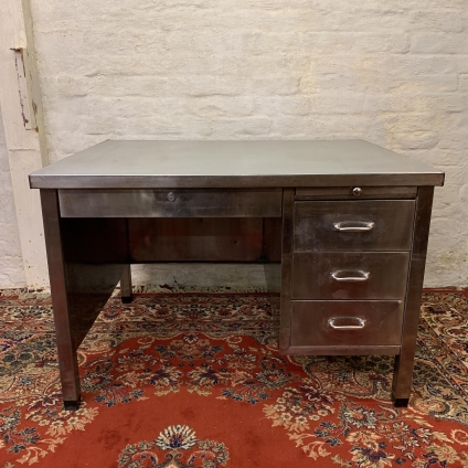 Fabulous Industrial Polished Metal Desk Circa 1950