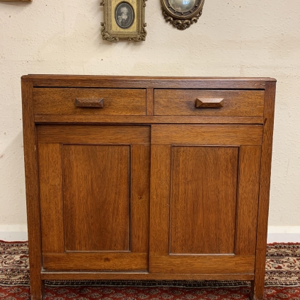 Neat Sized Mahogany Sliding Two Door Cupboard/ Cabinet Circa 1930