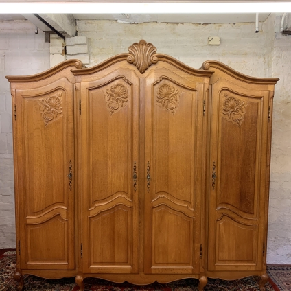 Fabulous Quality French Carved Oak Four-door Armoire / Wardrobe