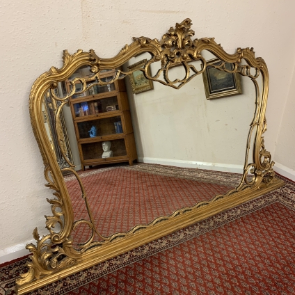 Stunning Large Carved Gilt Overmantle Mirror