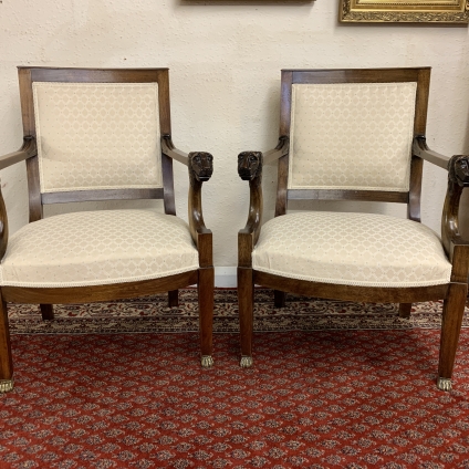 Elegant Pair Of Mahogany Upholstered Armchairs