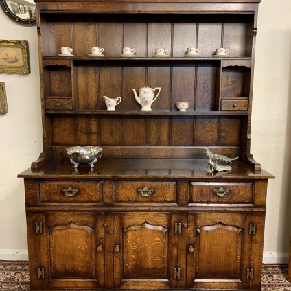 Outstanding Quality Oak "chingford" Dresser With Plate Rack Back