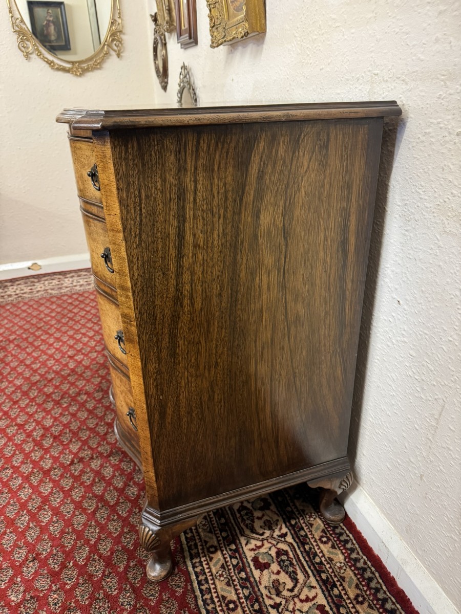 Quality Antique Walnut Serpentine Fronted Chest Of Drawers Circa 1920 - Image 10