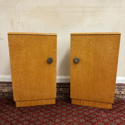 Stylish Pair Of Birds Eye Maple Deco Bedside Canbinets