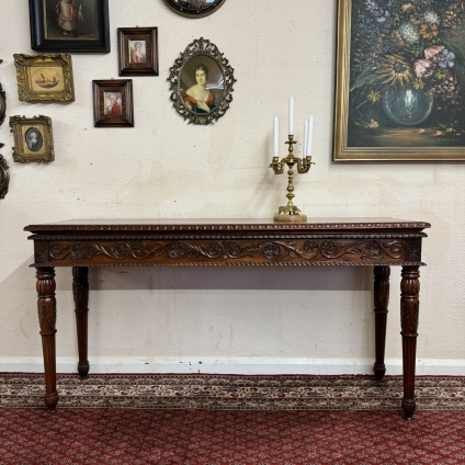 Fabulous Carved Mahogany Chippendale Influenced Console Table/hall Table