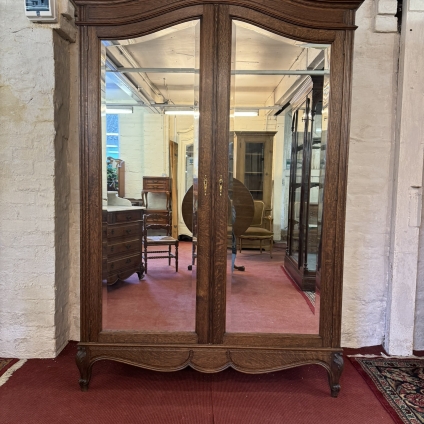 Outstanding Antique French Oak Two Door Mirrored Armoire/wardrobe Circa 1880