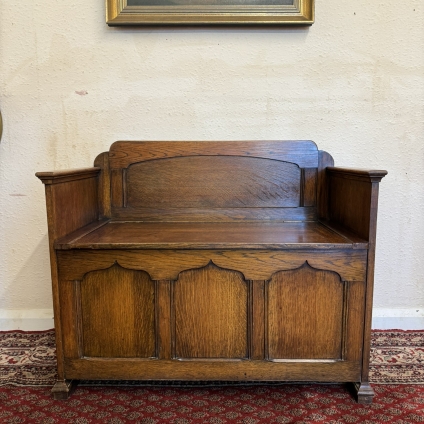 Fabulous Quality Oak Storage Seat/bench With Lift Up Lid Circa 1930