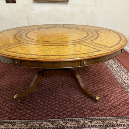 Stunning Quality Large Mahogany Leather Topped Centre Table/ Library Table