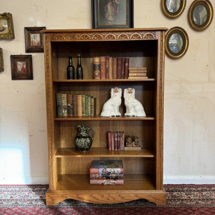 Fabuous Quality Carved Oak Jaycee Open Bookcase