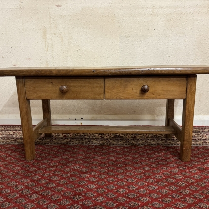 Fantastic Quality French Rustic Oak Two Drawer Bench/table Circa 1920