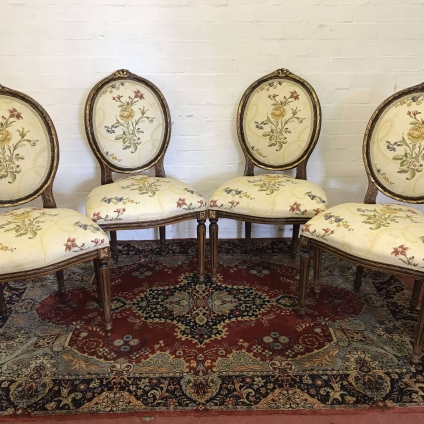 Pretty Set Of Four Upholstered Cameo Back Chairs - Now Sold