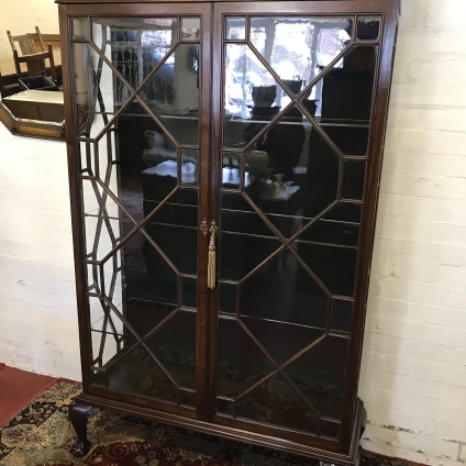 Stunning Mahogany Chippendale Style Astral Glazed Display Cabinet On Ball And Claw Feet Circa 1910 - Now Sold