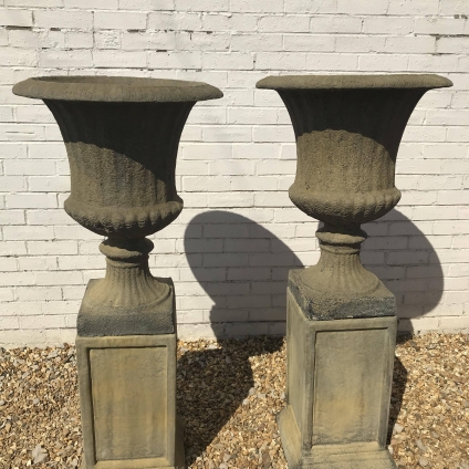 Pair Of West Country Stone Heathfield Urns  - Now Sold