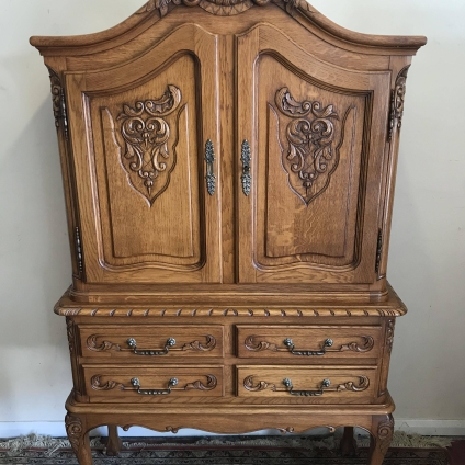 Stunning Carved Golden Oak Chippendale Style Cabinet/cupboard - Now Sold