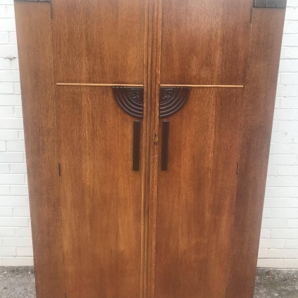 Art Deco Oak And Walnut Two Door Wardrobe - Now Sold