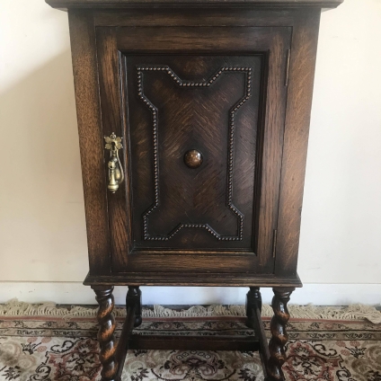 Antique Oak Barley Twist Bedside Cabinet/pot Cupboard - Now Sold