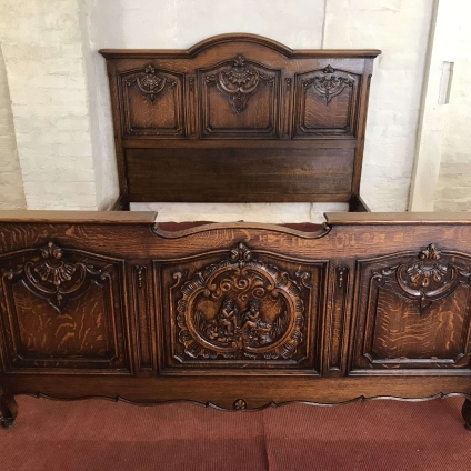 Outstanding Quality French Carved Oak King Size Bed - Now Sold