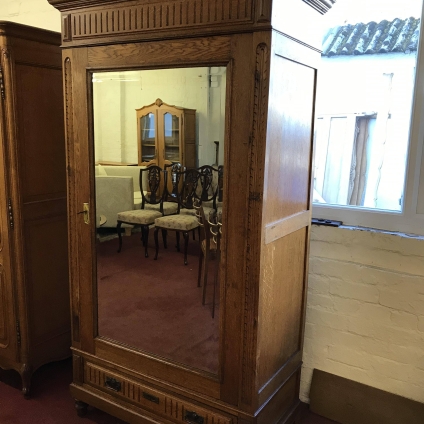 Stunning French Oak Mirror Door Armoire / Linen Cupboard - Now Sold