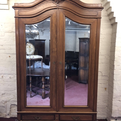 Stunning Antique French Carved Oak Double Mirrored Door Armoire/wardrobe - Now Sold