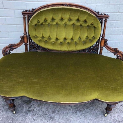 Stunning Quality Antique Victorian Carved Walnut Upholstered Loveseat/settee - Now Sold