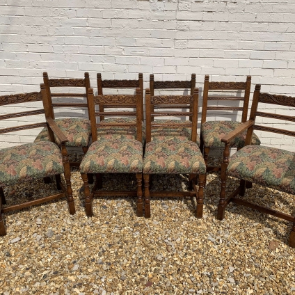 Stunning Set Of Eight Ipswich Oak Carved Dining Chairs - Now Sold