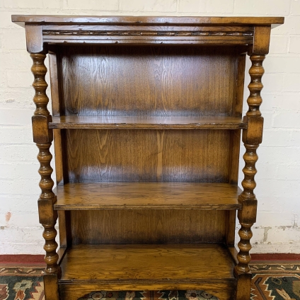 Quality Solid Oak Open Bookcase With Turned Supports - Now Sold