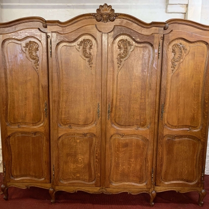 Stunning French Carved Oak Breakfront Four Door Armoire/wardrobe - Now Sold