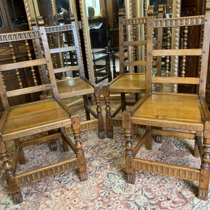 Set Of Four Outstanding Quality Hand Made Solid Oak Nigel Griffiths Spindle Back - Now Sold