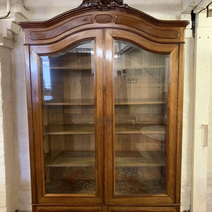 Stunning Antique French Mahogany Glazed Armoire/linen Cupboard/bookcase - Now Sold