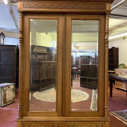 Stunning Antique French Carved Oak Double Mirrored Armoire/wardrobe - Now Sold