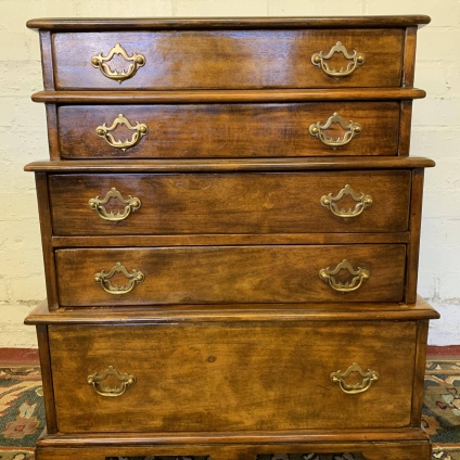 Quality Waterfall Chest Of Five Drawers With Brass Carrying Handles - Now Sold