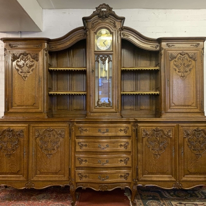 Stunning French Carved Oak Shaped Clock Dresser/cabinet - Now Sold