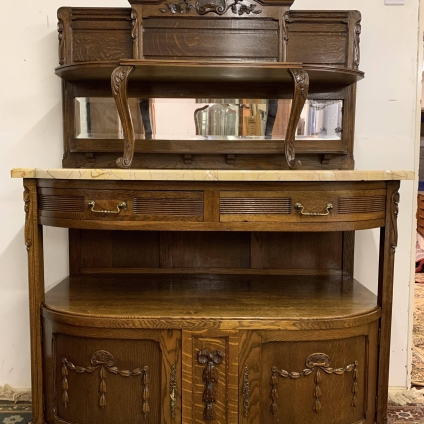 Stylish French Art Deco Oak Marble Top Cabinet/server/buffet - Now Sold