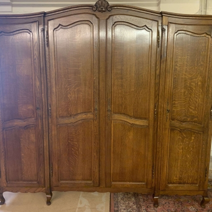 French Carved Oak Four Door Armoire - Now Sold