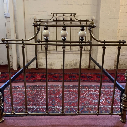 Fabulous Brass Double Bed With Porcelain Ball Decoration - Now Sold