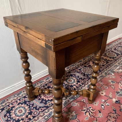 Beautiful Small Solid Oak Turned Leg Drawer Leaf Side Table - Now Sold