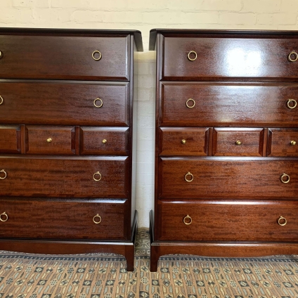 Quality Pair Of Mahogany Stag Minstrel Multi Drawer Chests - Now Sold