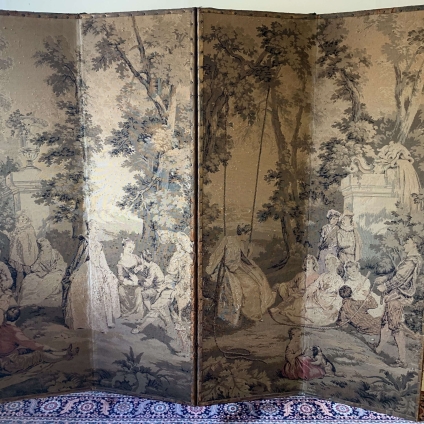 Antique Tapestry Four Fold Screen/room Divider Circa 1900 - Now Sold