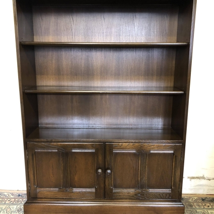 Top Quality Ercol Elm Open Bookcase With Cupboards Below - Now Sold