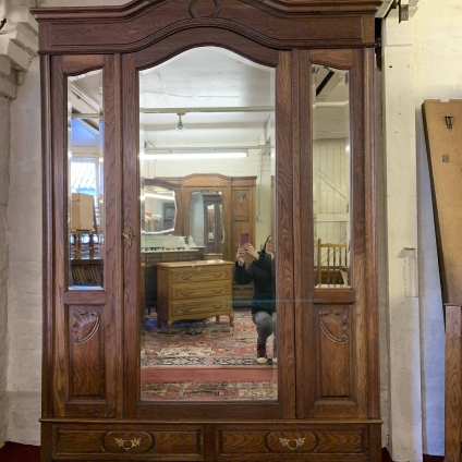 Fantastic French Antique Carved Oak Triple Mirrored Oak Armoire Circa 1890 - Now Sold