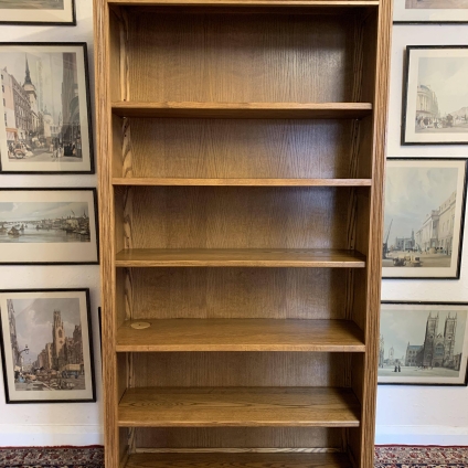 Super Quality Carved Oak Old Charm Tall Open Bookcase - Now Sold