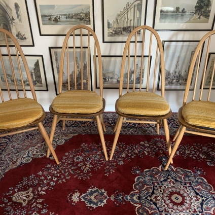 Set Of Four Mid Century Blonde Ercol Quaker Chairs - Now Sold