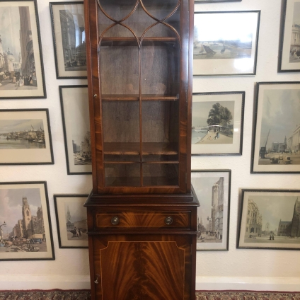 Fantastic Quality Inlaid Mahogany Neat Sized Glazed Cabinet/cupboard/bookcase - Now Sold
