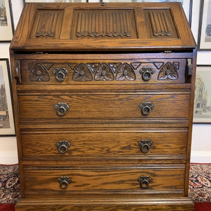 Quality Carved Oak "old Charm" Writting Desk / Bureau - Now Sold