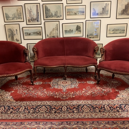 Fantastic Carved Mahogany Two Seater Settee With Two Matching Chairs - Now Sold