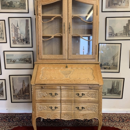 Fantastic Quality French Shaped Carved Light Oak Bureau/bookcase - Now Sold
