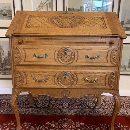 Fantastic Quality French Carved Oak Sweet Sized Bureau/desk - Now Sold