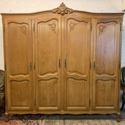 Fantastic French Carved Oak Four Door Armoire/wardrobe - Now Sold